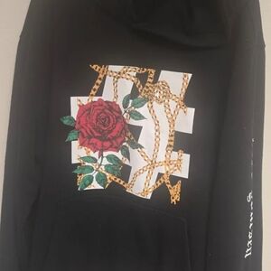 Forever 21 Black Hoodie with Rose Graphic